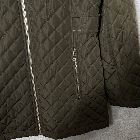 Calvin Klein Coat Womens M/L Green Collared Quilted Pockets Jacket READ - Picture 9 of 12